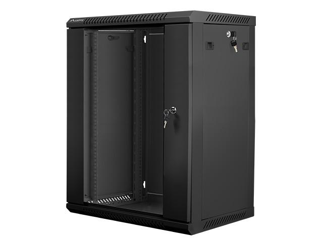 Комуникационен шкаф Lanberg rack cabinet 19” wall-mount 15U / 600x450 for self-assembly (flat pack), black