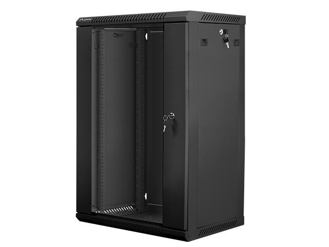 Комуникационен шкаф Lanberg rack cabinet 19” wall-mount 18U / 600x450 for self-assembly (flat pack), black