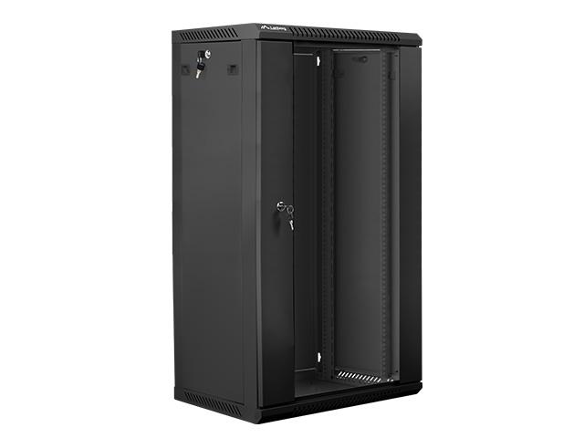 Комуникационен шкаф Lanberg rack cabinet 19” wall-mount 22U / 600x450 for self-assembly (flat pack), black