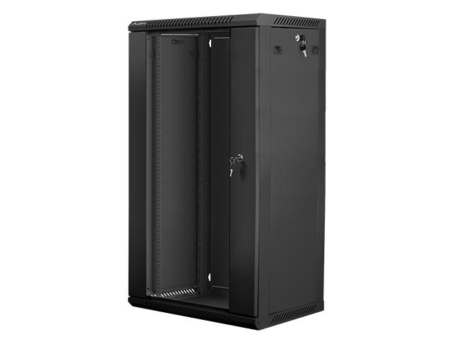 Комуникационен шкаф Lanberg rack cabinet 19” wall-mount 22U / 600x450 for self-assembly (flat pack), black
