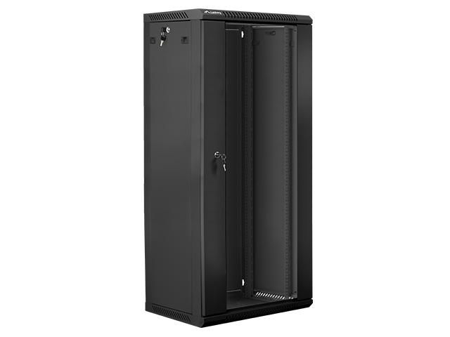 Комуникационен шкаф Lanberg rack cabinet 19” wall-mount 27U / 600x450 for self-assembly (flat pack), black