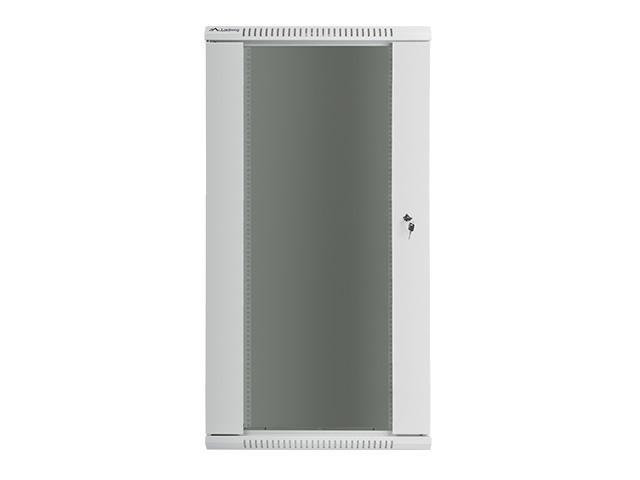 Комуникационен шкаф Lanberg rack cabinet 19” wall-mount 27U / 600x450 for self-assembly (flat pack), grey