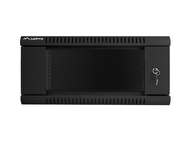 Комуникационен шкаф Lanberg rack cabinet 19” wall-mount 4U / 600x600 for self-assembly (flat pack), black