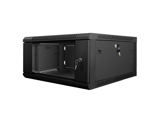Комуникационен шкаф Lanberg rack cabinet 19” wall-mount 4U / 600x600 for self-assembly (flat pack), black