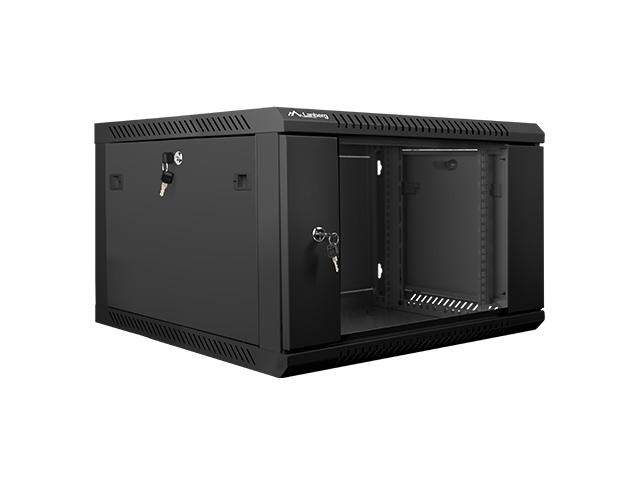 Комуникационен шкаф Lanberg rack cabinet 19” wall-mount 6U / 600x600 for self-assembly (flat pack), black
