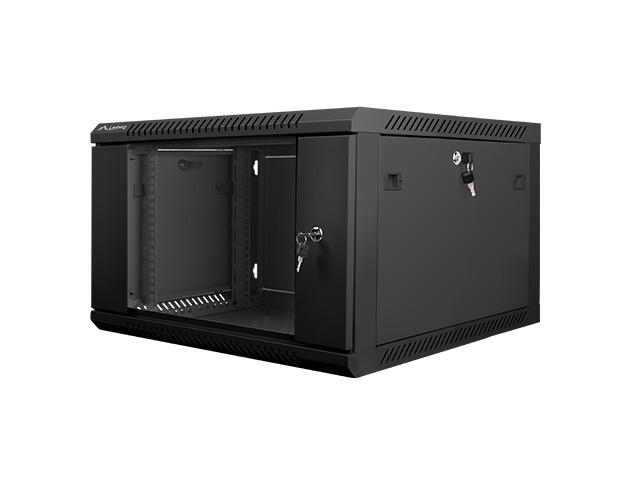 Комуникационен шкаф Lanberg rack cabinet 19” wall-mount 6U / 600x600 for self-assembly (flat pack), black