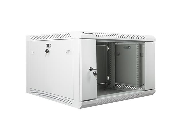 Комуникационен шкаф Lanberg rack cabinet 19” wall-mount 6U / 600x600 for self-assembly (flat pack), grey