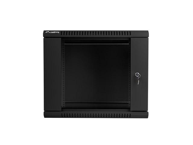 Комуникационен шкаф Lanberg rack cabinet 19” wall-mount 9U / 600x600 for self-assembly (flat pack), black