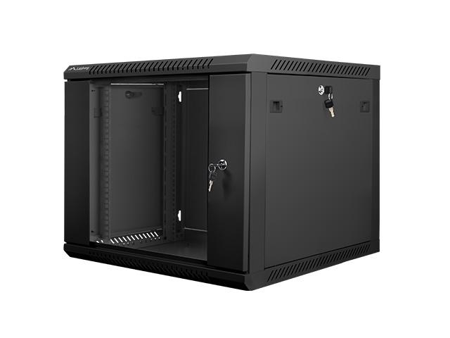 Комуникационен шкаф Lanberg rack cabinet 19” wall-mount 9U / 600x600 for self-assembly (flat pack), black