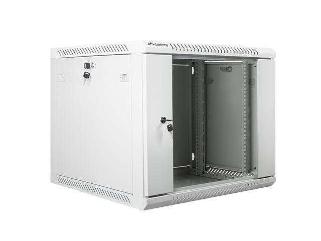 Комуникационен шкаф Lanberg rack cabinet 19” wall-mount 9U / 600x600 for self-assembly (flat pack), grey