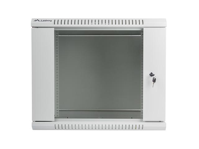Комуникационен шкаф Lanberg rack cabinet 19” wall-mount 9U / 600x600 for self-assembly (flat pack), grey