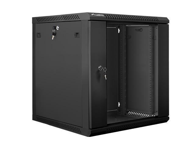 Комуникационен шкаф Lanberg rack cabinet 19” wall-mount 12U / 600x600 for self-assembly (flat pack), black