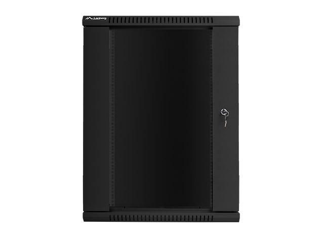Комуникационен шкаф Lanberg rack cabinet 19” wall-mount 18U / 600x600 for self-assembly (flat pack), black
