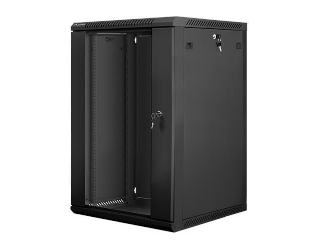 Комуникационен шкаф Lanberg rack cabinet 19” wall-mount 18U / 600x600 for self-assembly (flat pack), black