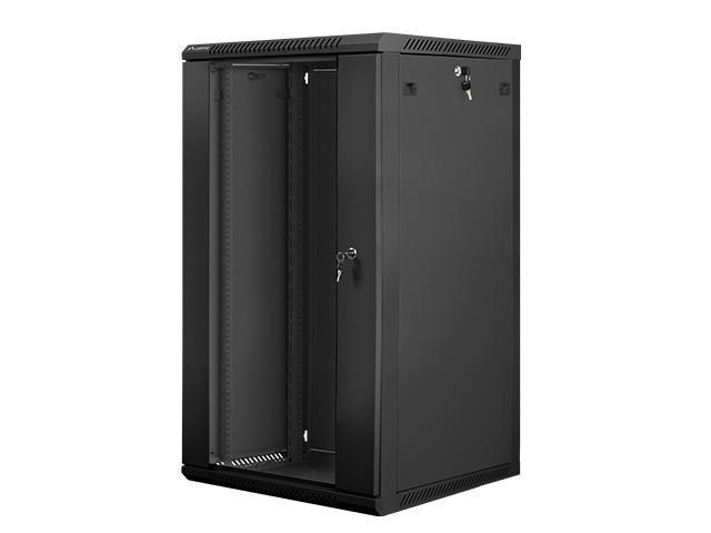 Комуникационен шкаф Lanberg rack cabinet 19” wall-mount 22U / 600x600 for self-assembly (flat pack), black