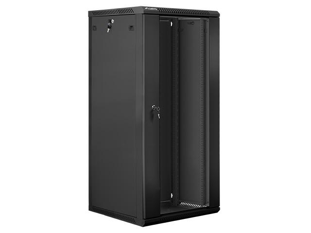 Комуникационен шкаф Lanberg rack cabinet 19” wall-mount 27U / 600x600 for self-assembly (flat pack), black