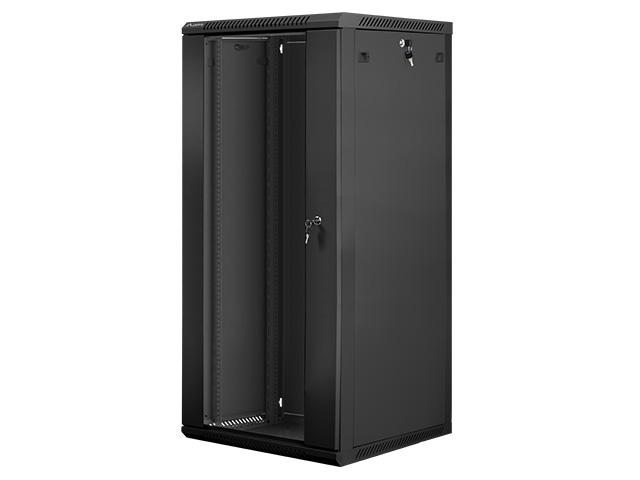 Комуникационен шкаф Lanberg rack cabinet 19” wall-mount 27U / 600x600 for self-assembly (flat pack), black