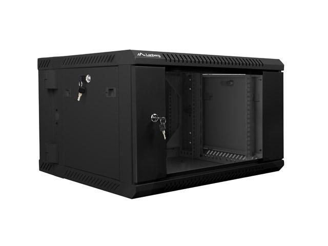 Комуникационен шкаф Lanberg rack cabinet 19” double-section wall-mount 6U / 600x600 for self-assembly (flat pack), black