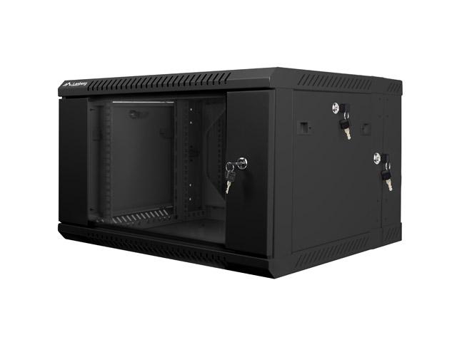 Комуникационен шкаф Lanberg rack cabinet 19” double-section wall-mount 6U / 600x600 for self-assembly (flat pack), black