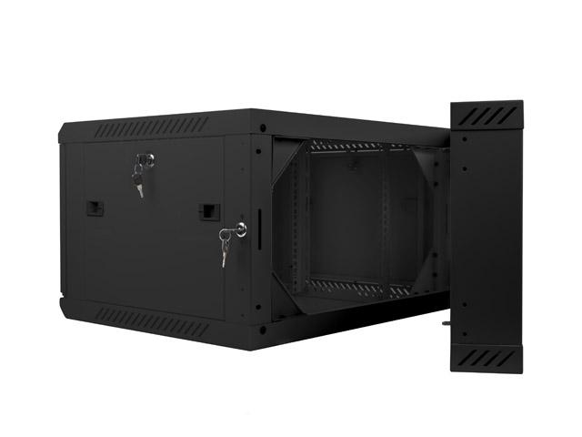 Комуникационен шкаф Lanberg rack cabinet 19” double-section wall-mount 6U / 600x600 for self-assembly (flat pack), black