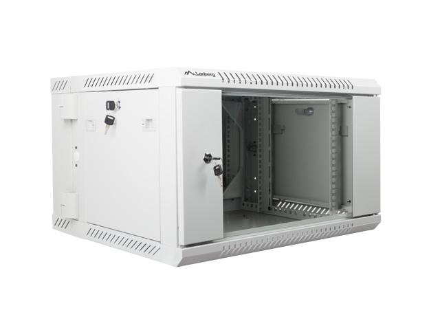 Комуникационен шкаф Lanberg rack cabinet 19” double-section wall-mount 6U / 600x600 for self-assembly (flat pack), grey