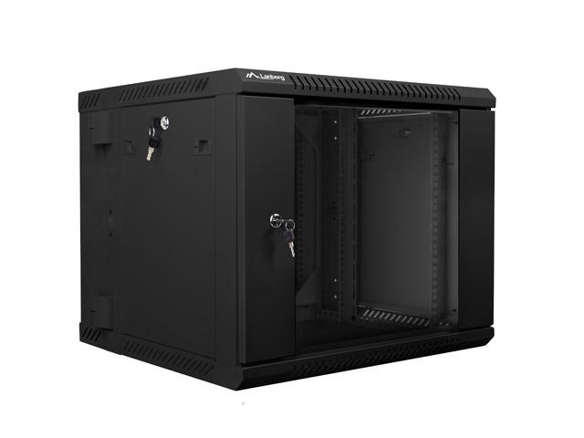 Комуникационен шкаф Lanberg rack cabinet 19” double-section wall-mount 9U / 600x600 for self-assembly (flat pack), black