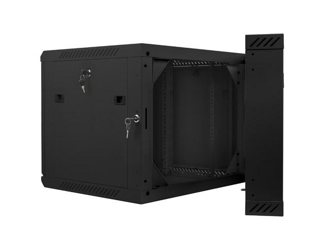 Комуникационен шкаф Lanberg rack cabinet 19” double-section wall-mount 9U / 600x600 for self-assembly (flat pack), black