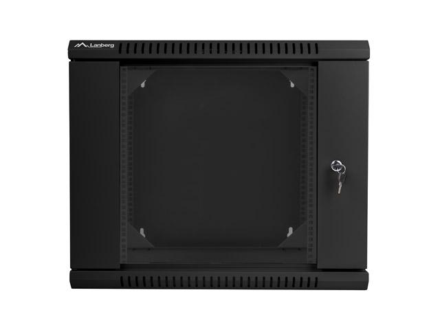 Комуникационен шкаф Lanberg rack cabinet 19” double-section wall-mount 9U / 600x600 for self-assembly (flat pack), black