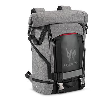 Раница Acer Predator Gaming Rolltop, до 15" (38.10 cm), водоустойчива, сиво-черна