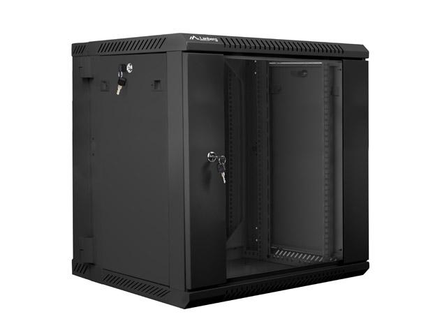 Комуникационен шкаф Lanberg rack cabinet 19” double-section wall-mount 12U / 600x600 for self-assembly (flat pack), black