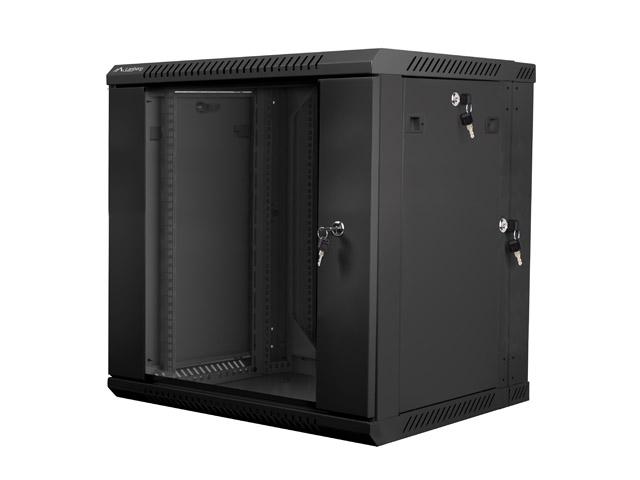 Комуникационен шкаф Lanberg rack cabinet 19” double-section wall-mount 12U / 600x600 for self-assembly (flat pack), black