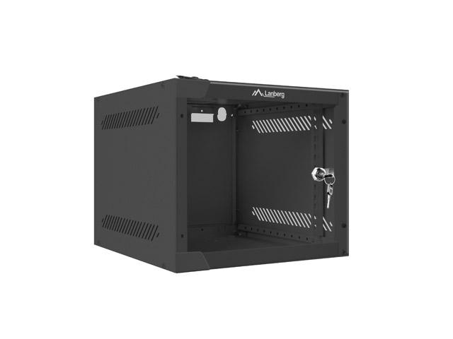 Комуникационен шкаф Lanberg rack cabinet 10” wall-mount 4U / 280x310 for self-assembly (flat pack), black