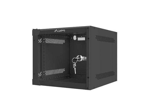 Комуникационен шкаф Lanberg rack cabinet 10” wall-mount 4U / 280x310 for self-assembly (flat pack), black
