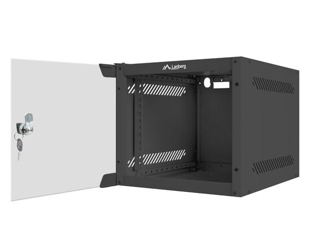 Комуникационен шкаф Lanberg rack cabinet 10” wall-mount 4U / 280x310 for self-assembly (flat pack), black