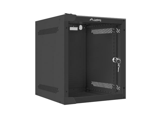 Комуникационен шкаф Lanberg rack cabinet 10” wall-mount 6U / 280x310 for self-assembly (flat pack), black