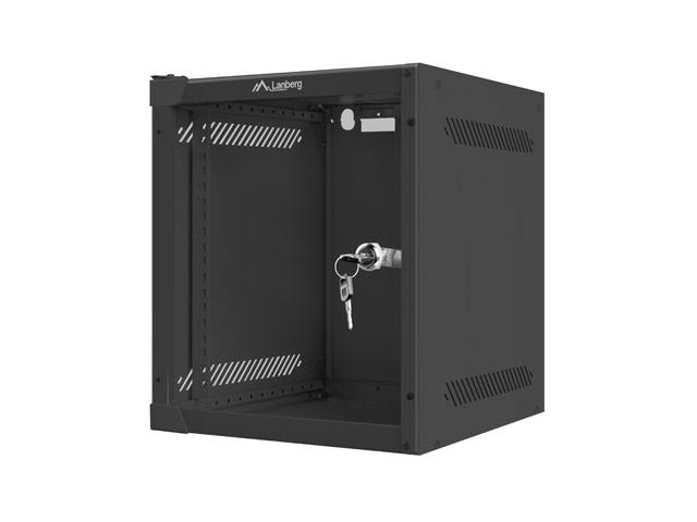 Комуникационен шкаф Lanberg rack cabinet 10” wall-mount 6U / 280x310 for self-assembly (flat pack), black