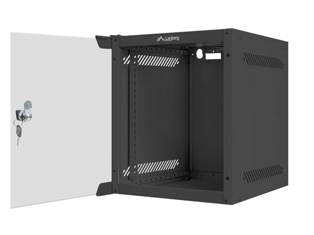 Комуникационен шкаф Lanberg rack cabinet 10” wall-mount 6U / 280x310 for self-assembly (flat pack), black