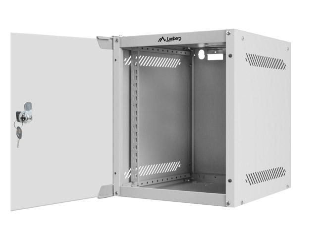 Комуникационен шкаф Lanberg rack cabinet 10” wall-mount 6U / 280x310 for self-assembly (flat pack), grey
