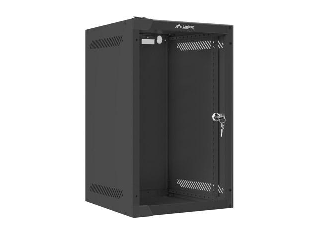 Комуникационен шкаф Lanberg rack cabinet 10” wall-mount 9U / 280x310 for self-assembly (flat pack), black