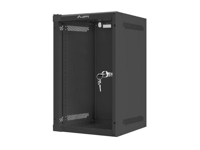 Комуникационен шкаф Lanberg rack cabinet 10” wall-mount 9U / 280x310 for self-assembly (flat pack), black