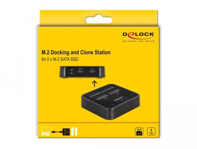 Докинг станция Delock M.2, 2 x M.2 SATA SSD, Клониране