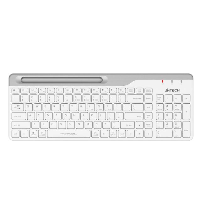 Клавиатура A4tech Fstyler FBK25, Bluetooth/Wireless 2.4G, Стойка за телефон, Бял