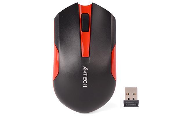 Mишка A4tech G3-200N, Wireless 2.4 GHz, 120 dpi, Черен/Червен