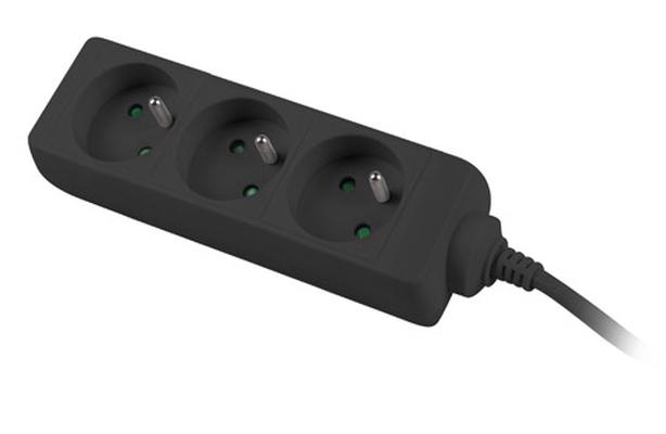 Разклонител Lanberg power strip 1.5m, 3 sockets, french quality-grade copper cable, black