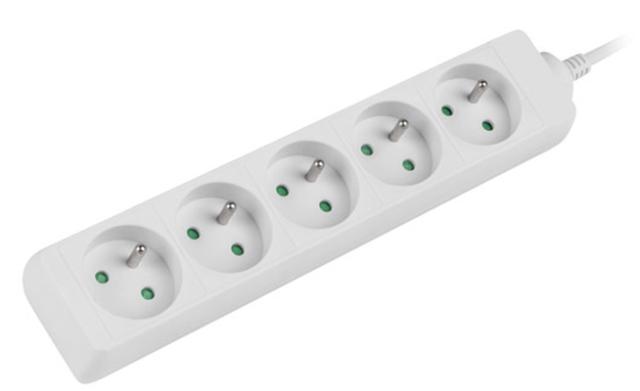 Разклонител Lanberg power strip 3m, 5 socket,s french quality-grade copper cable, white