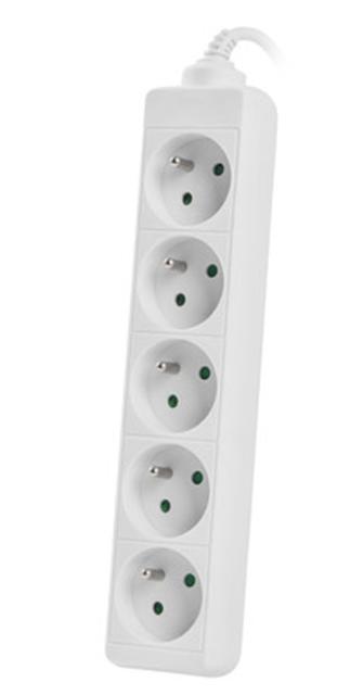 Разклонител Lanberg power strip 3m, 5 socket,s french quality-grade copper cable, white