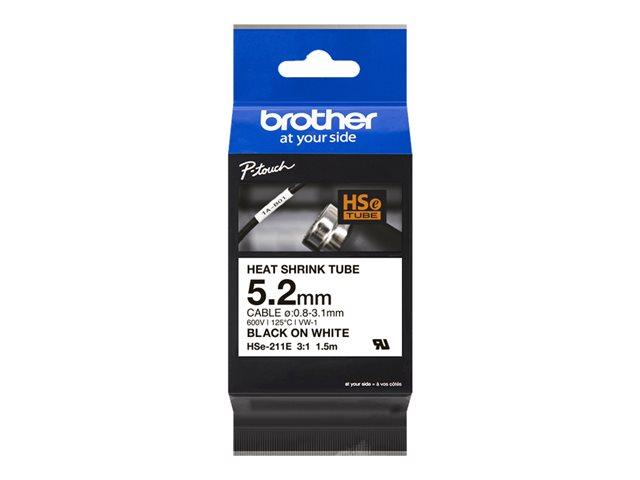 Консуматив BROTHER HSе-211E термо-свиваем шлаух, Black on White, 5.2mm