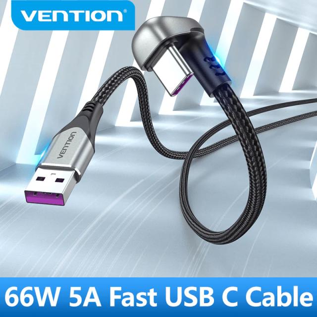 Kабел Vention USB 3.1 Type-C / USB 2.0 AM, Black U-Shaped, Aluminum Alloy 5A, 1.5M