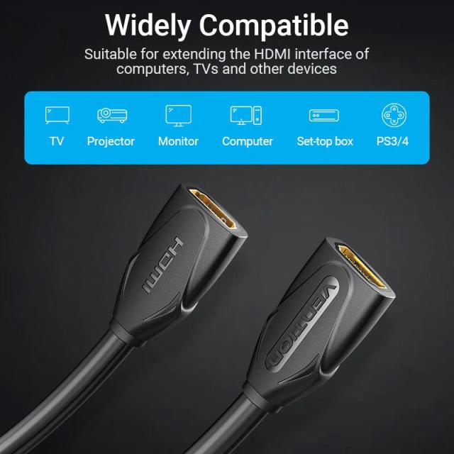 Kабел удължителен Vention HDMI v2.0 extension Cable Female to Female, 0.5M