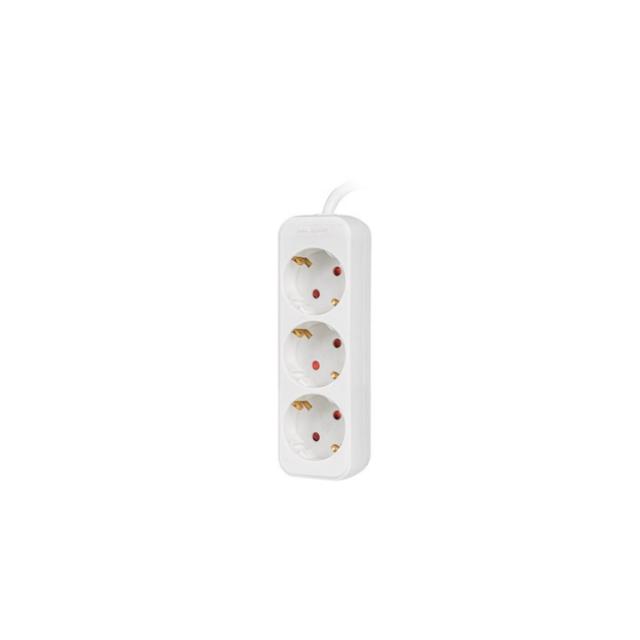 Разклонител Lanberg power strip 1.5m, 3 sockets, french quality-grade copper cable, white